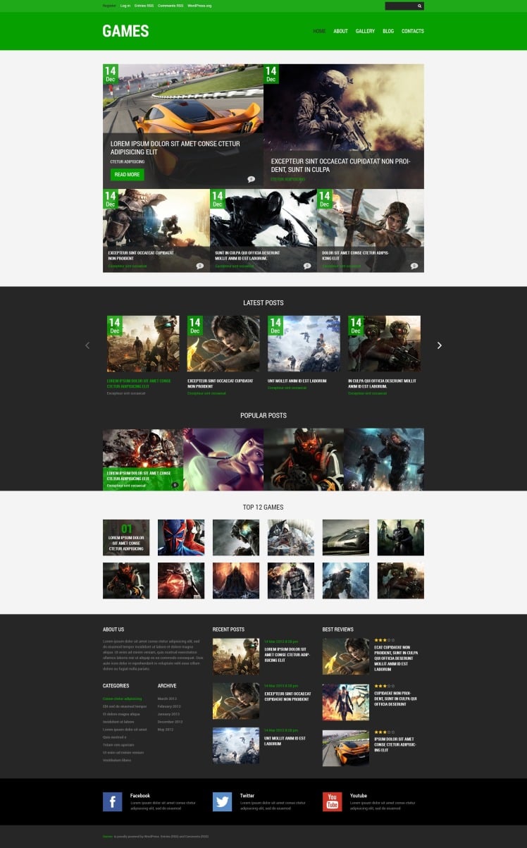 Game Portal Responsive WordPress Theme #48248