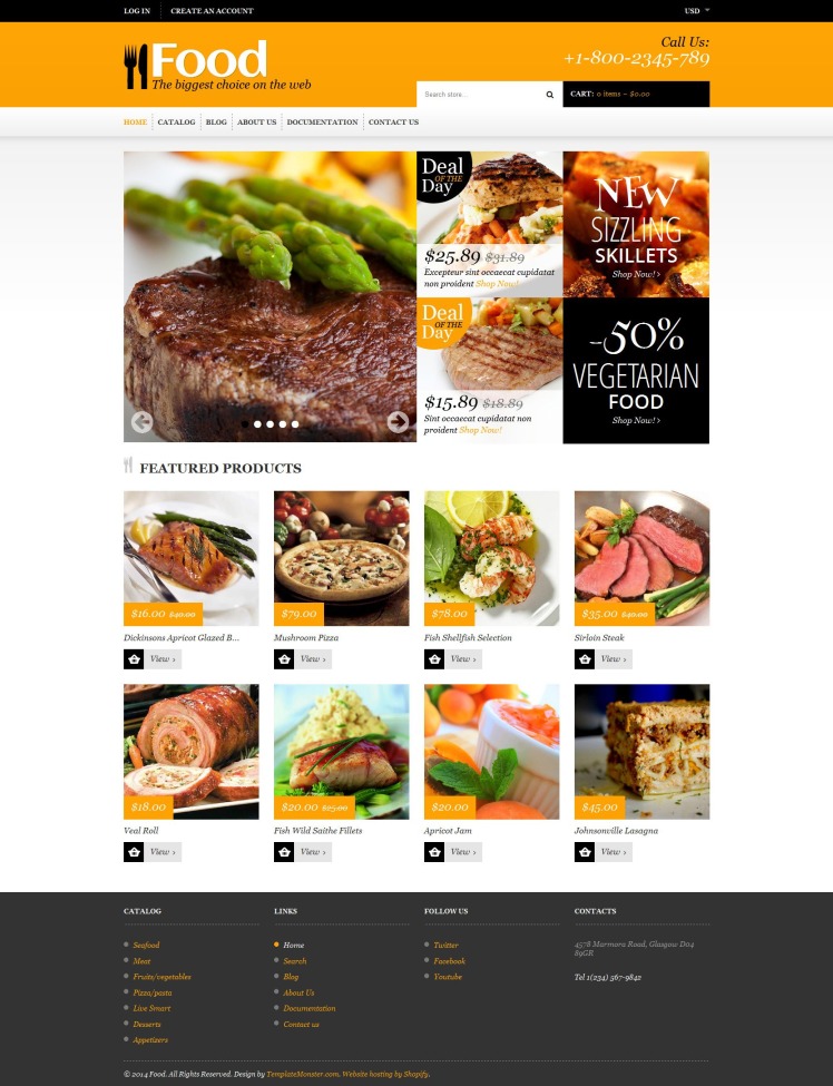 Responsive Food Store Shopify Theme #48535
