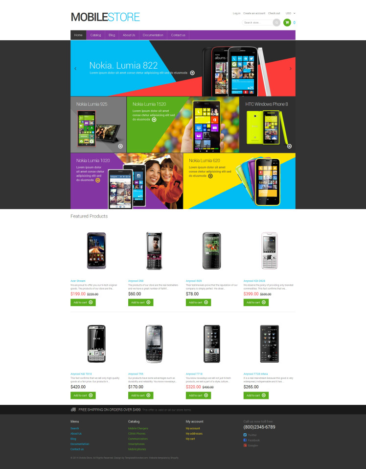 Mobile Store Responsive Shopify Theme #48737