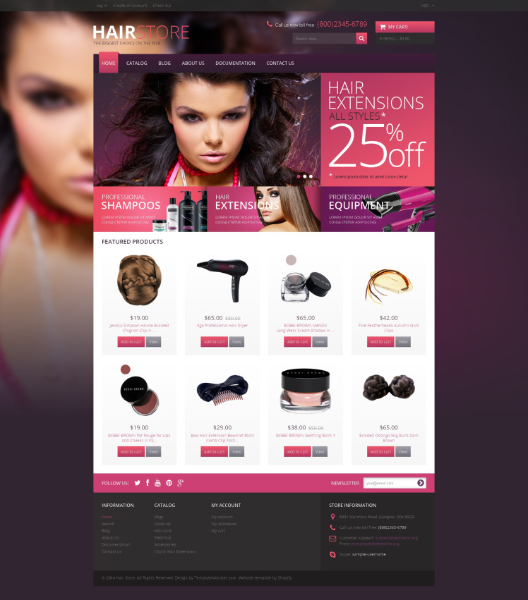 Hair Salon Responsive Shopify Theme #48932