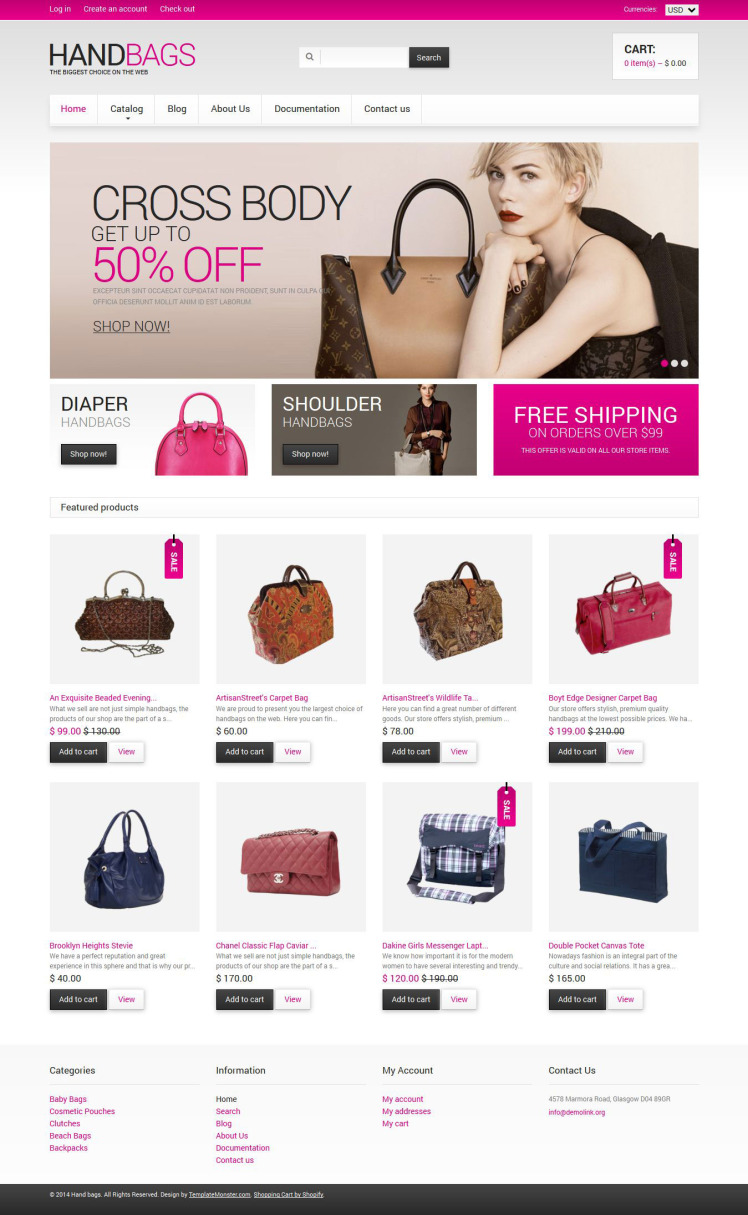 Handbag Store Responsive Shopify Theme #49056