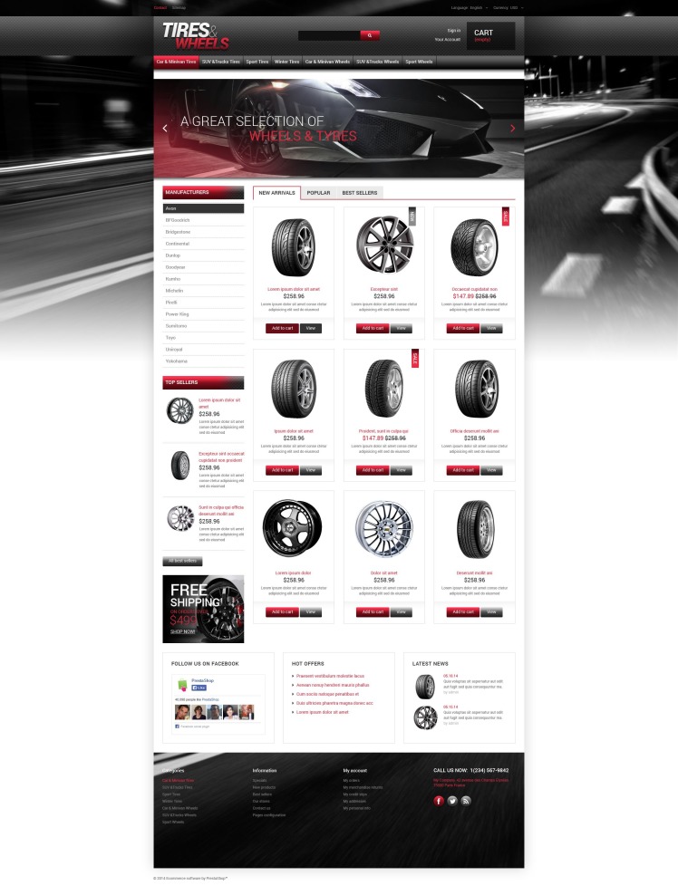 Tires Wheels for Autos PrestaShop Theme