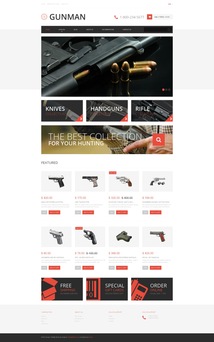 Gun Shop Responsive Shopify Theme #49340