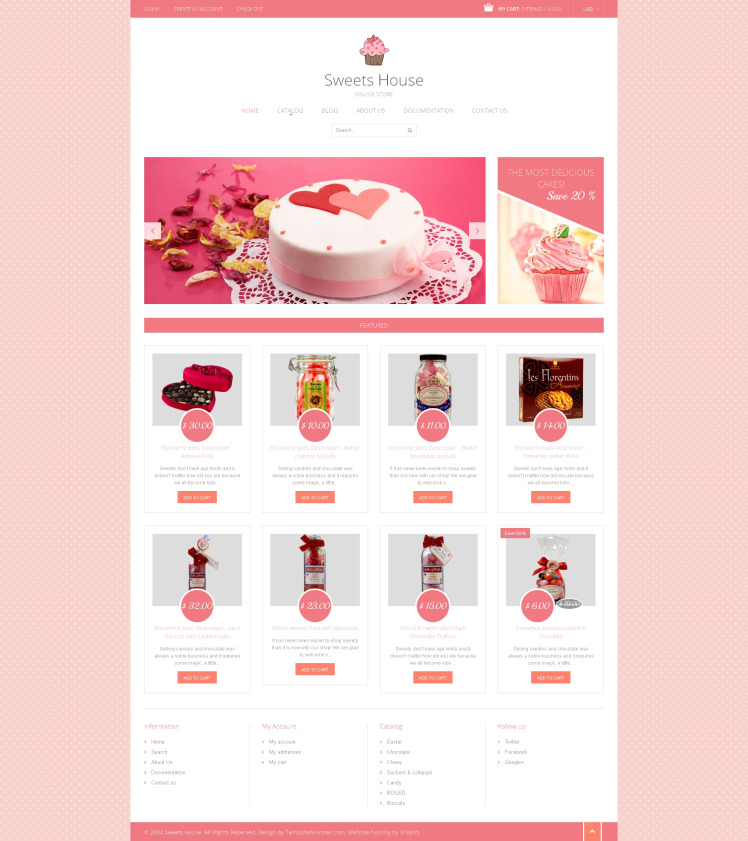 Sweet Shop Responsive Shopify Theme #49363