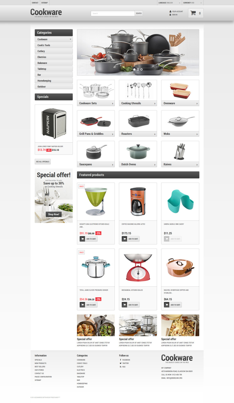 Kitchen Supplies Store PrestaShop Themes