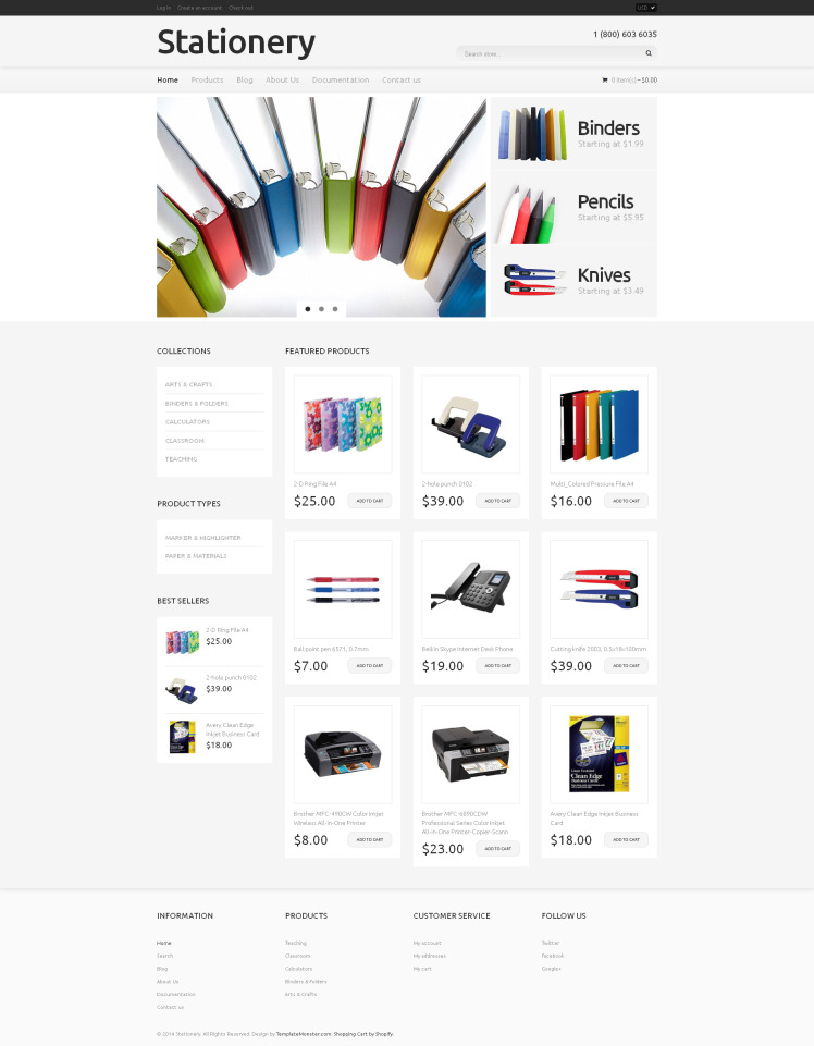 Stationery Responsive Shopify Theme #49415