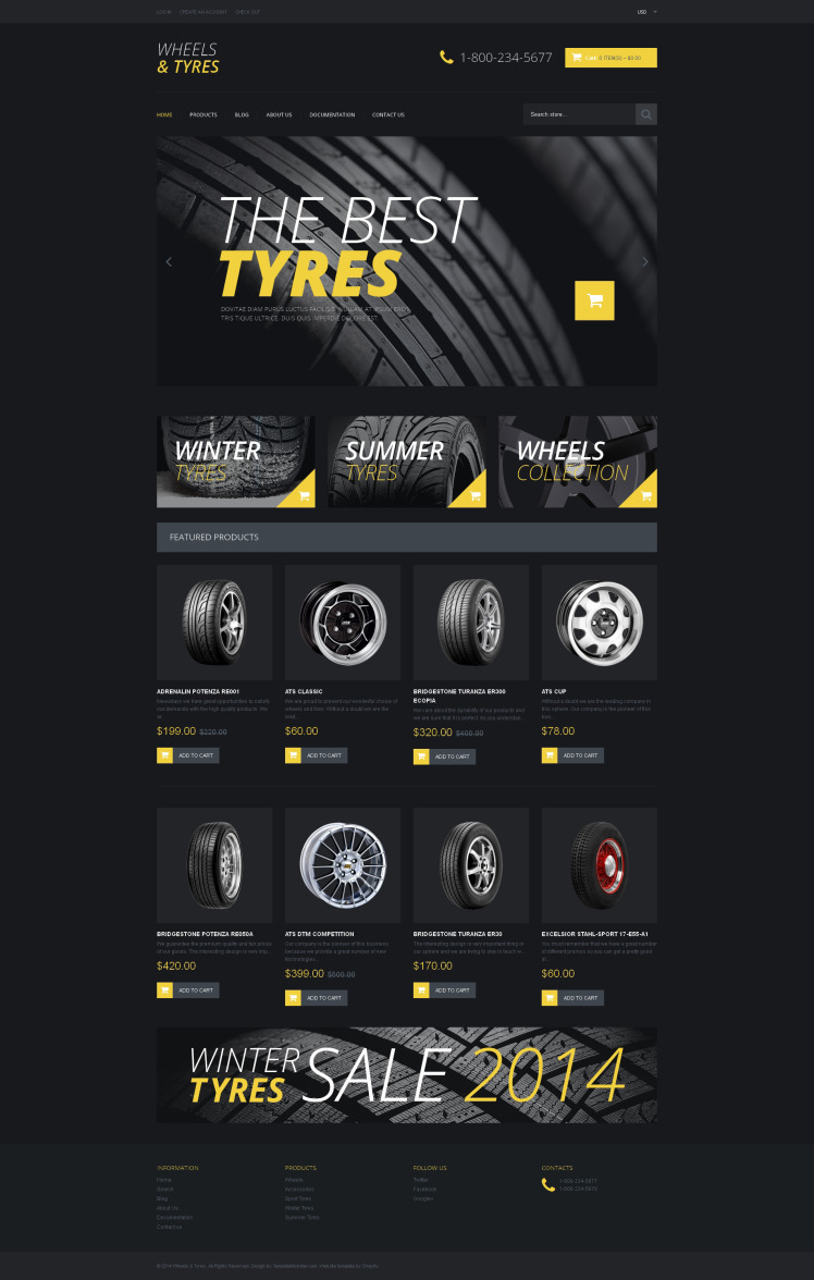 Wheels Tires Responsive Shopify Theme #49455