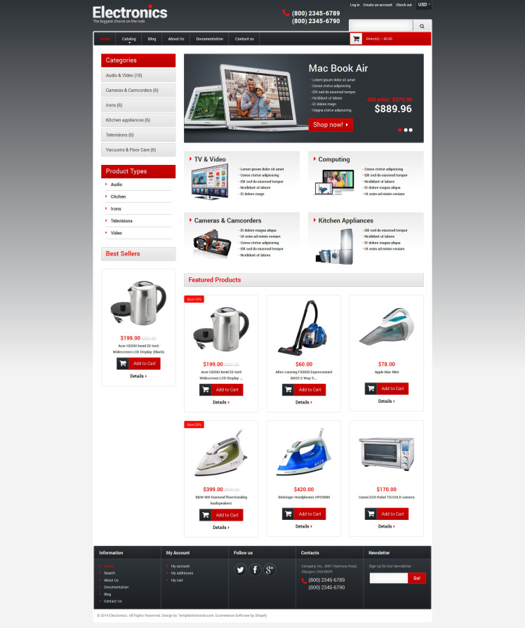 Electronics Store Responsive Shopify Theme #49518