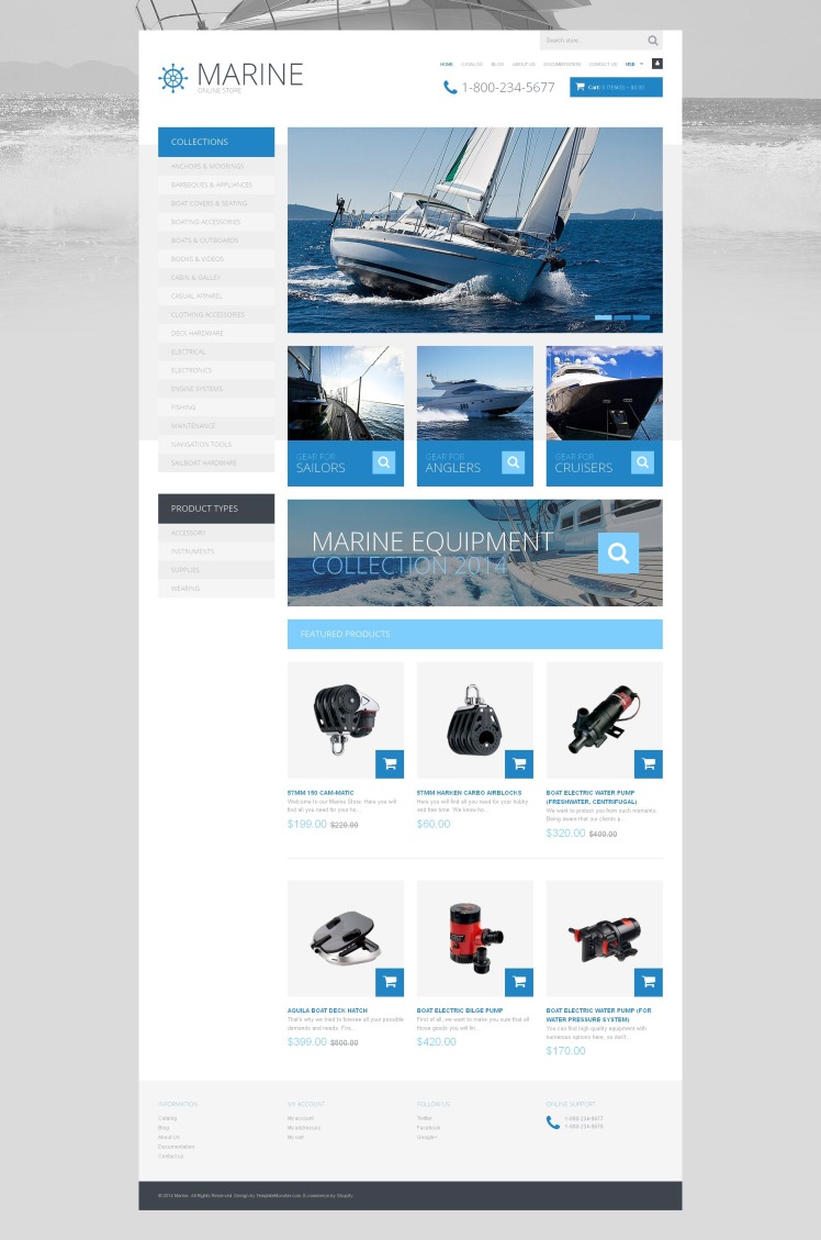 Responsive Yachting Shopify Theme #49501