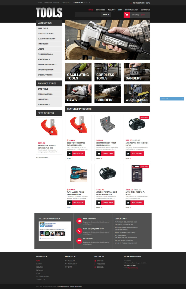 Tools Equipment Responsive Shopify Theme #49594