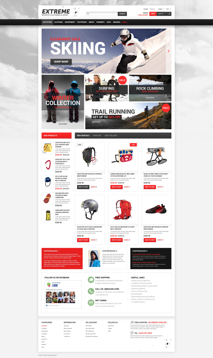 Extreme Sports Gear PrestaShop Themes