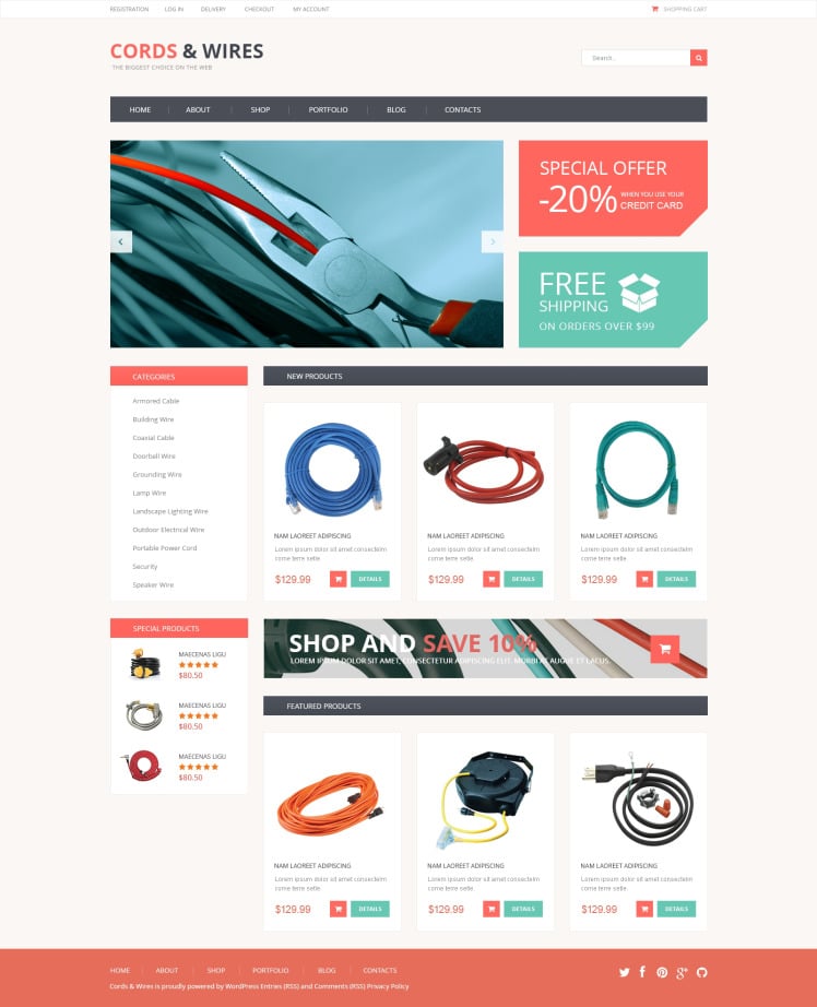 Cords Wires Store WooCommerce Themes