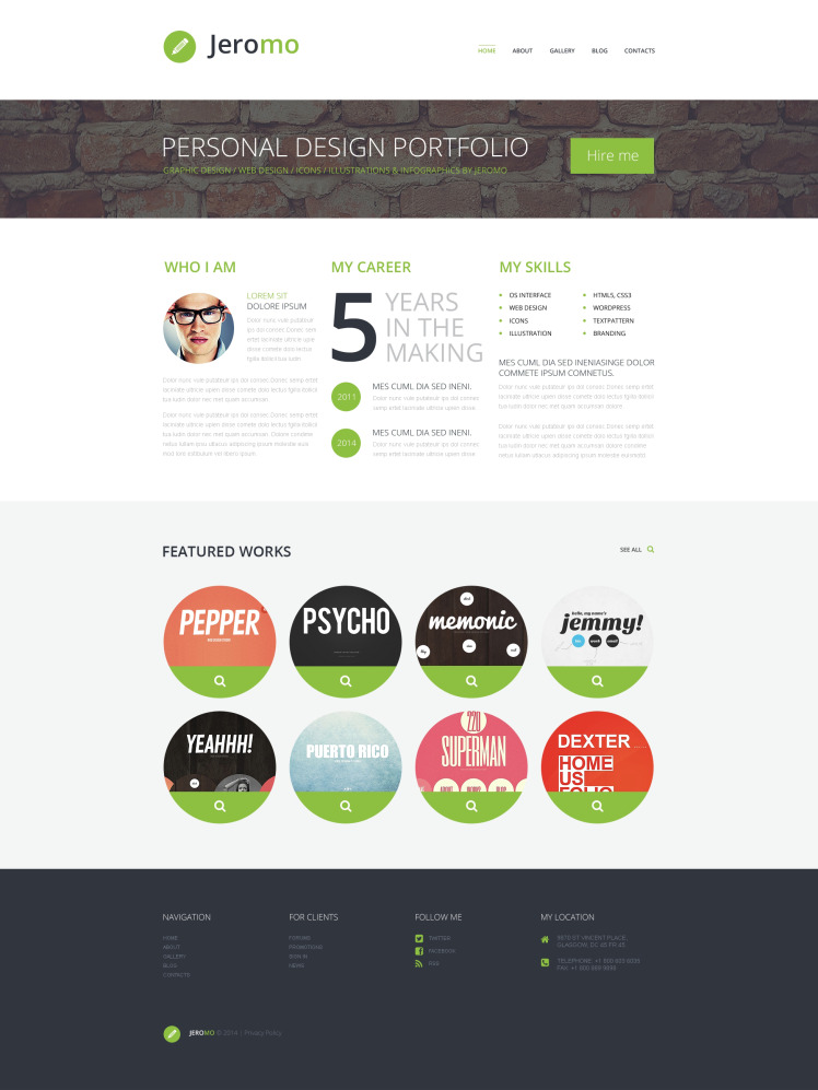 Example Personal Design Personal Design Portfolio WordPress Theme #50534
