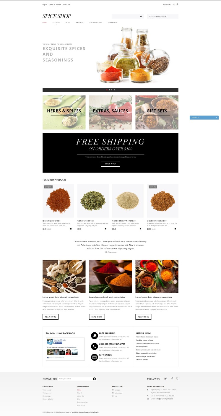 Spices Shop Responsive Shopify Theme #50524