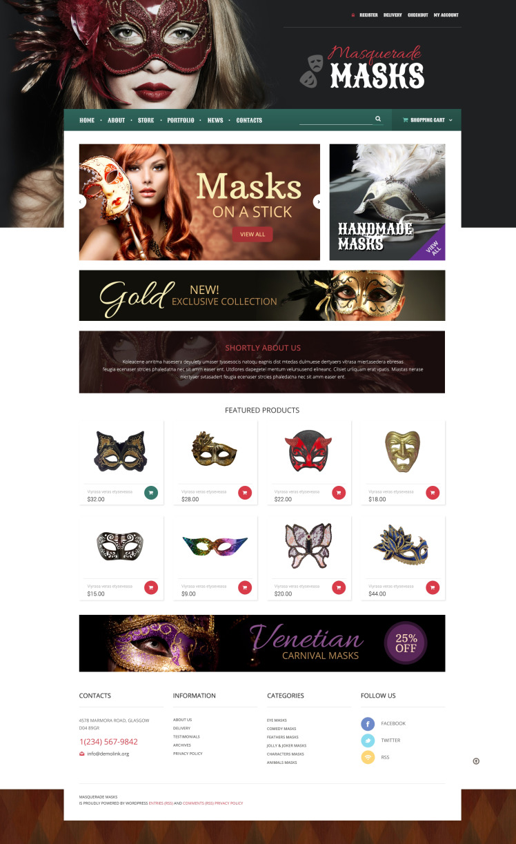 Masquerade Mask WooCommerce Theme
