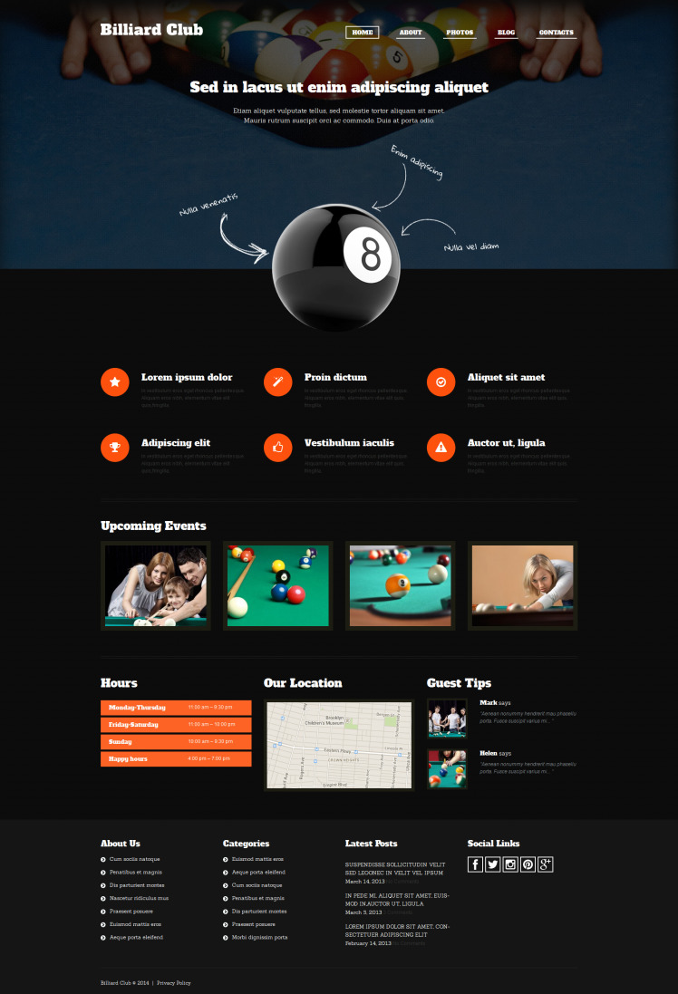 Billiards Responsive WordPress Theme
