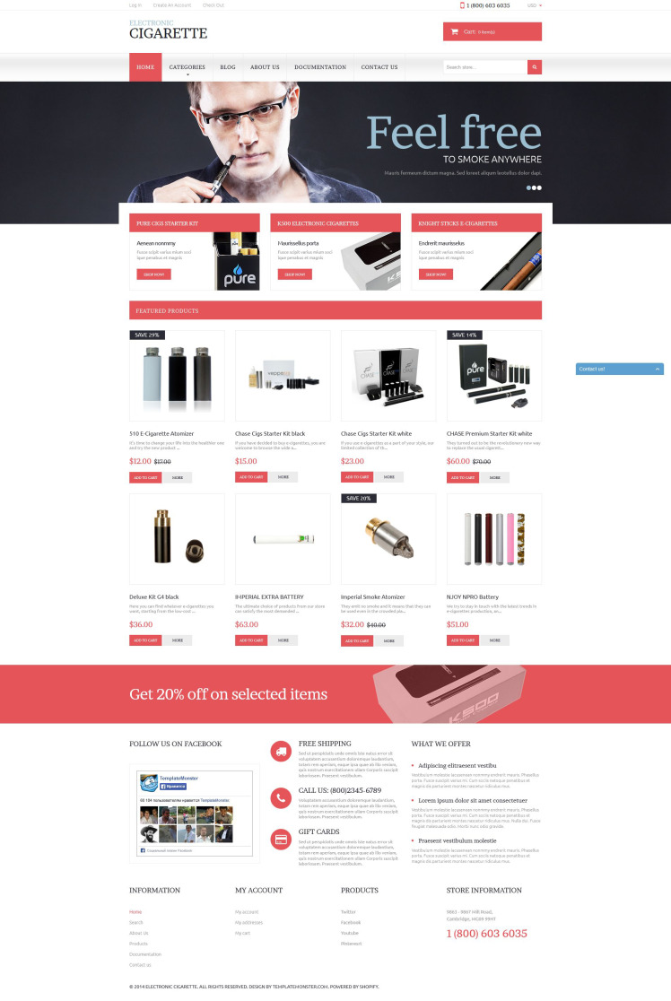 Electronic Cigarettes Shopify Theme #51785