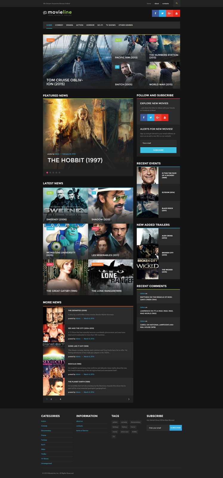 MovieLine Online Cinema WordPress Theme