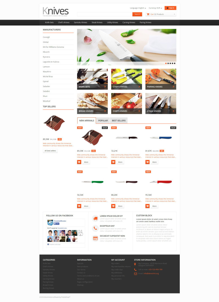 Selling Knives PrestaShop Themes