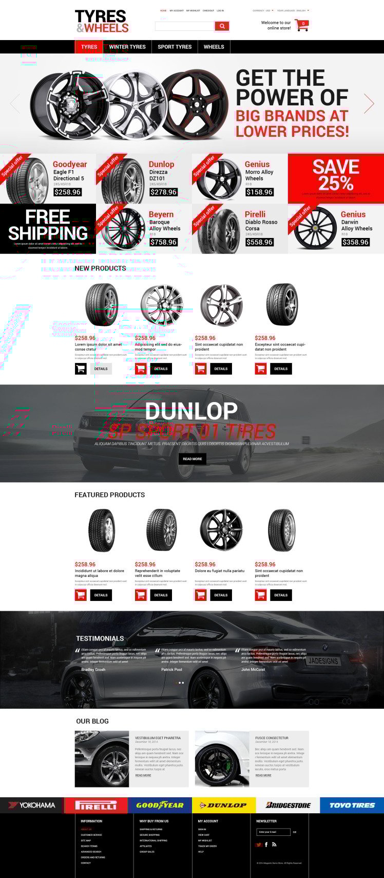 Wheels and Tyres Magento Themes