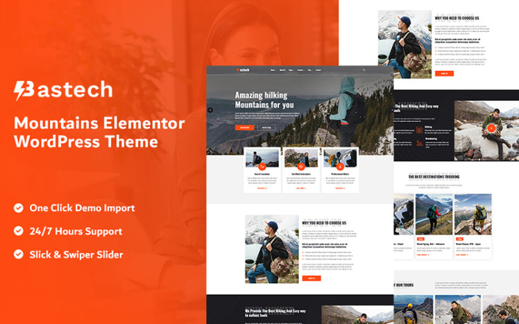 Bastech - Mountains Elementor WordPress Theme #522375