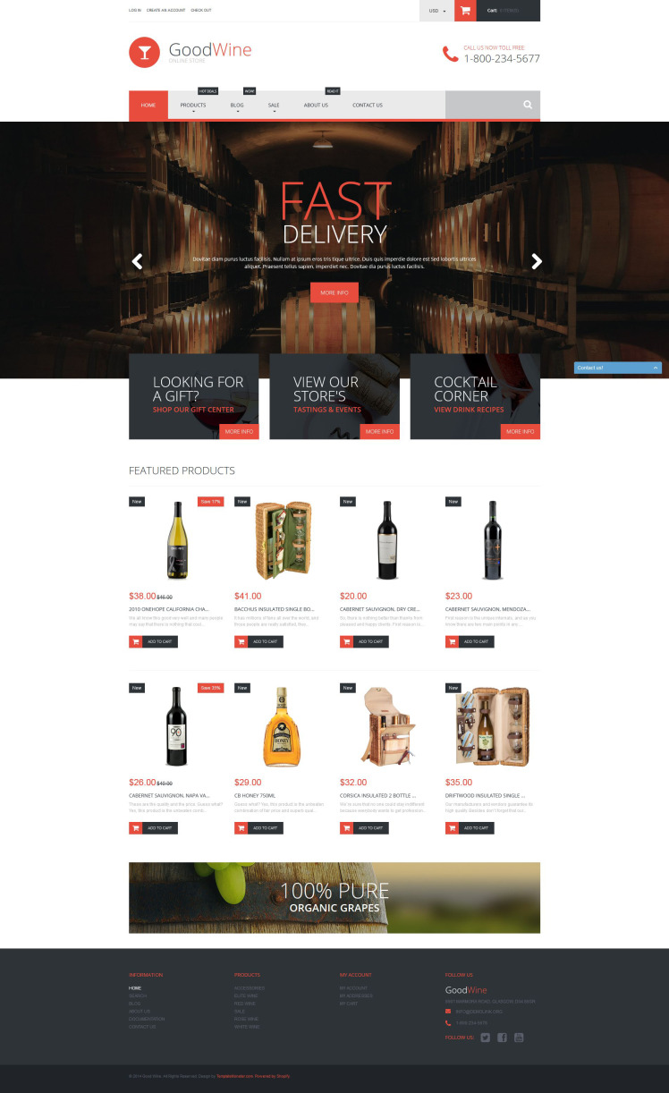 Excellent Wine Store Shopify Theme #52597