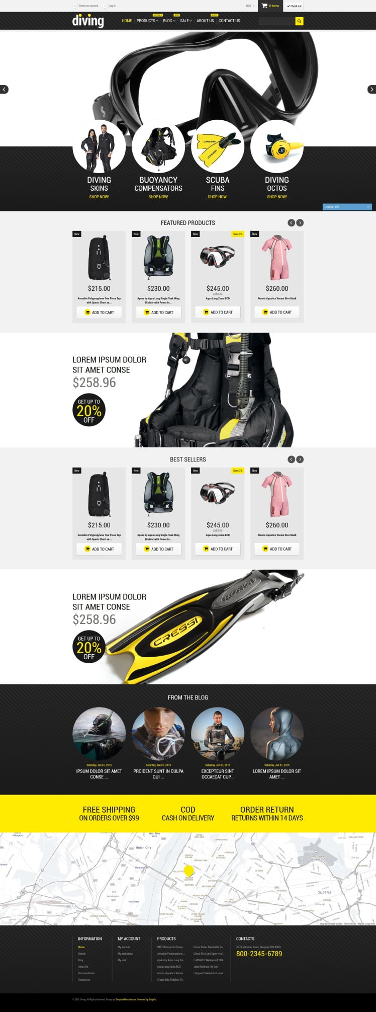 Diving Shop Shopify Theme #52766