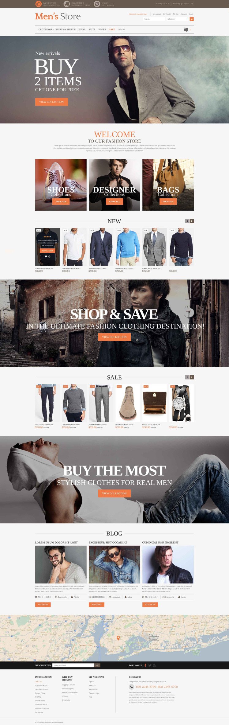 Mens Clothing Style Magento Themes