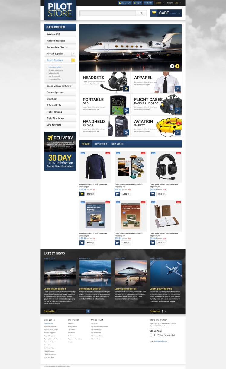 Aviation Equipment PrestaShop Themes