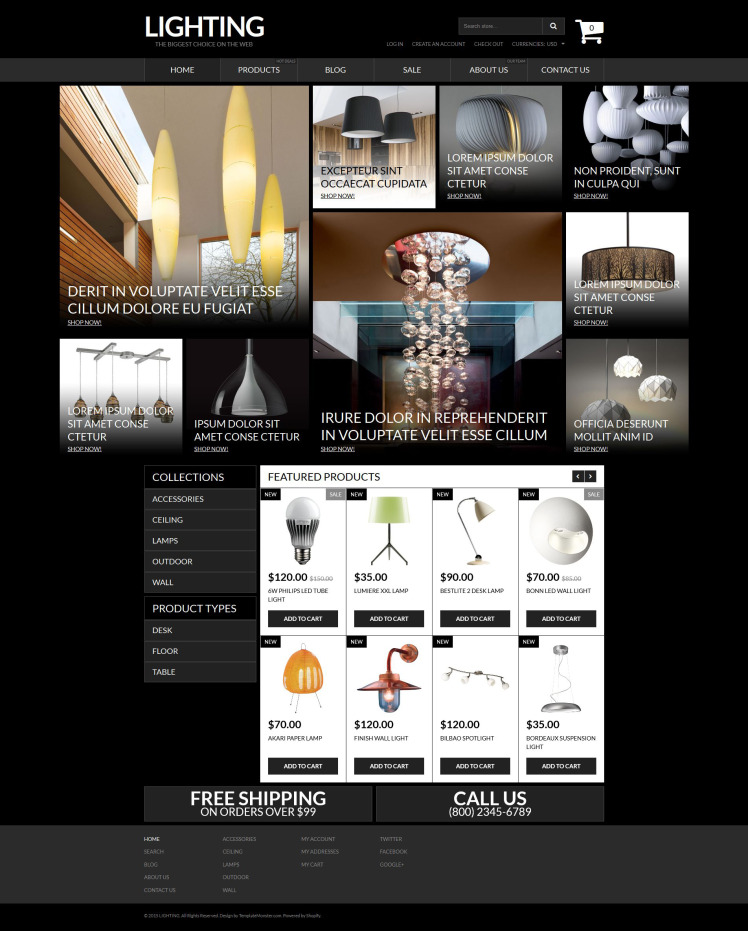 Lighting Electricity Store Responsive Shopify Theme #53115