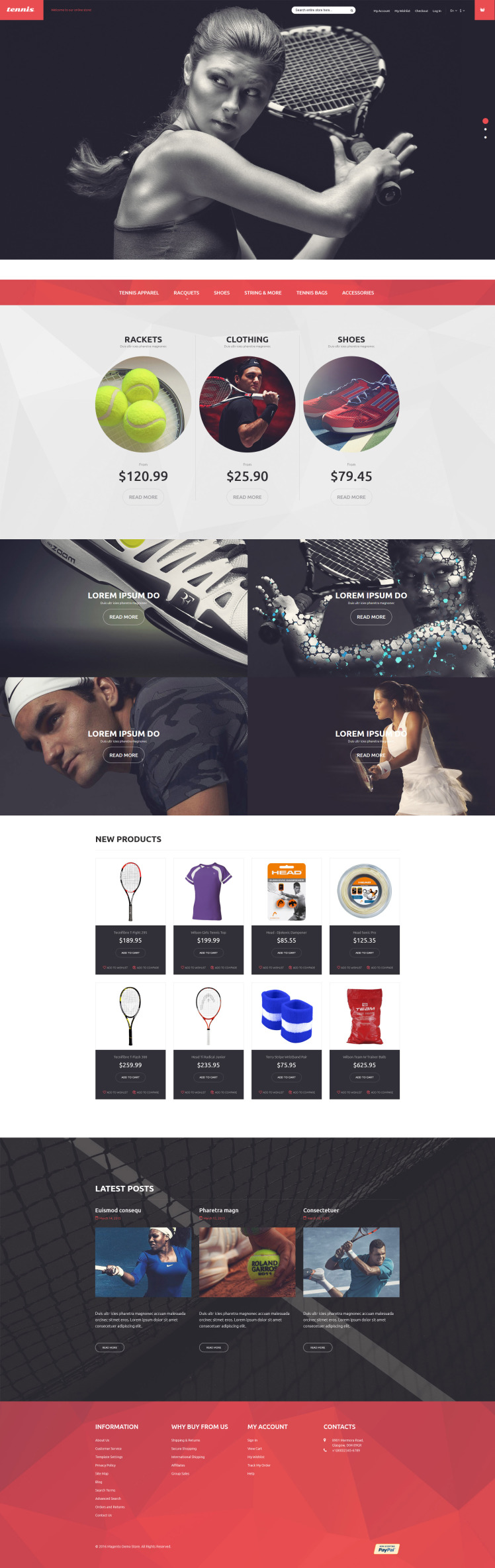 Tennis Equipment Magento Themes