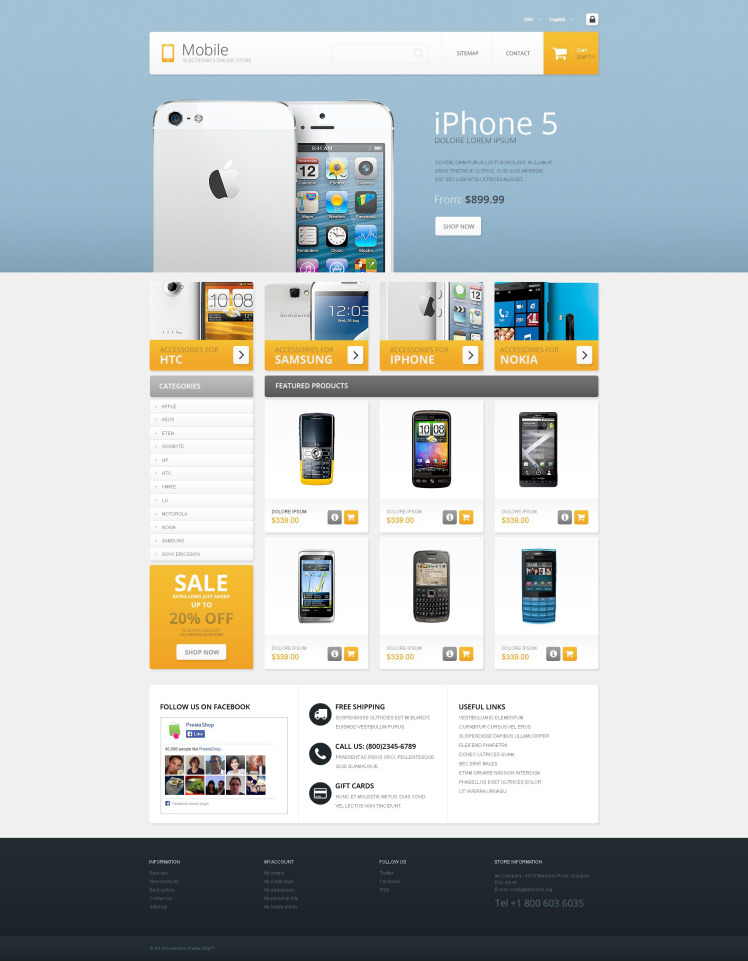 Mobile Electronics Store PrestaShop Themes