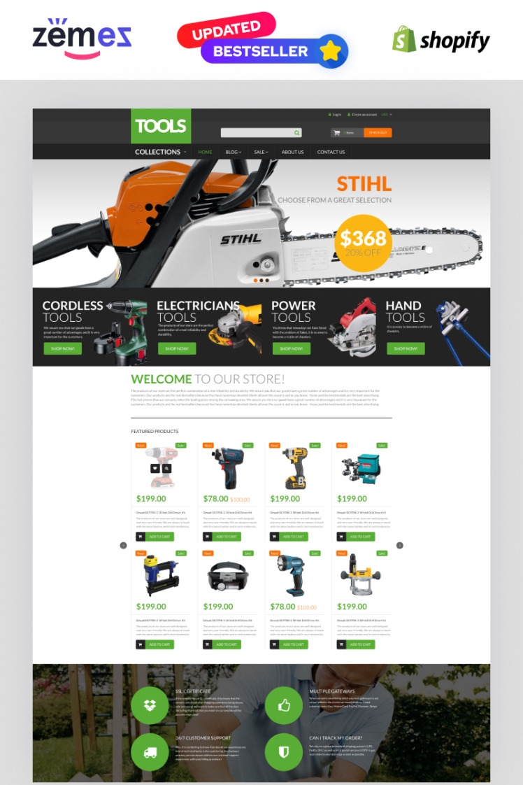 TOOLS Tools Equipment Clean Shopify Theme #53770