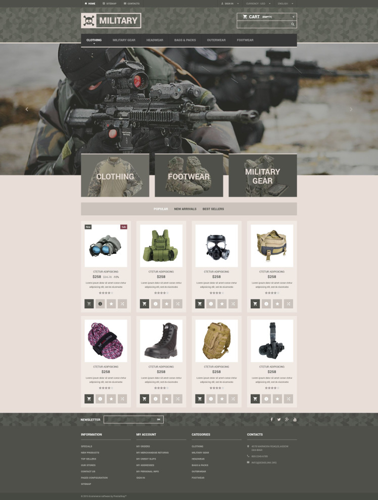 Military Gear Store PrestaShop Themes