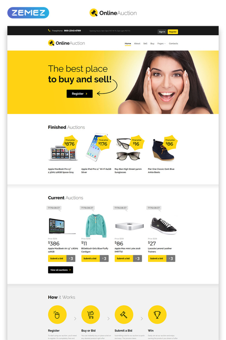 Online Auction Auction Responsive Clean HTML Website Template 53883