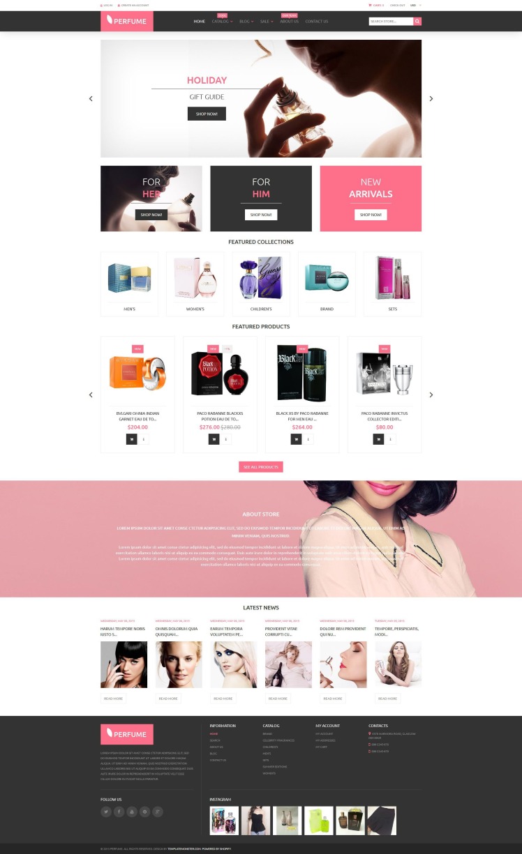 Perfumes Cosmetics eCommerce Shopify Theme #53949
