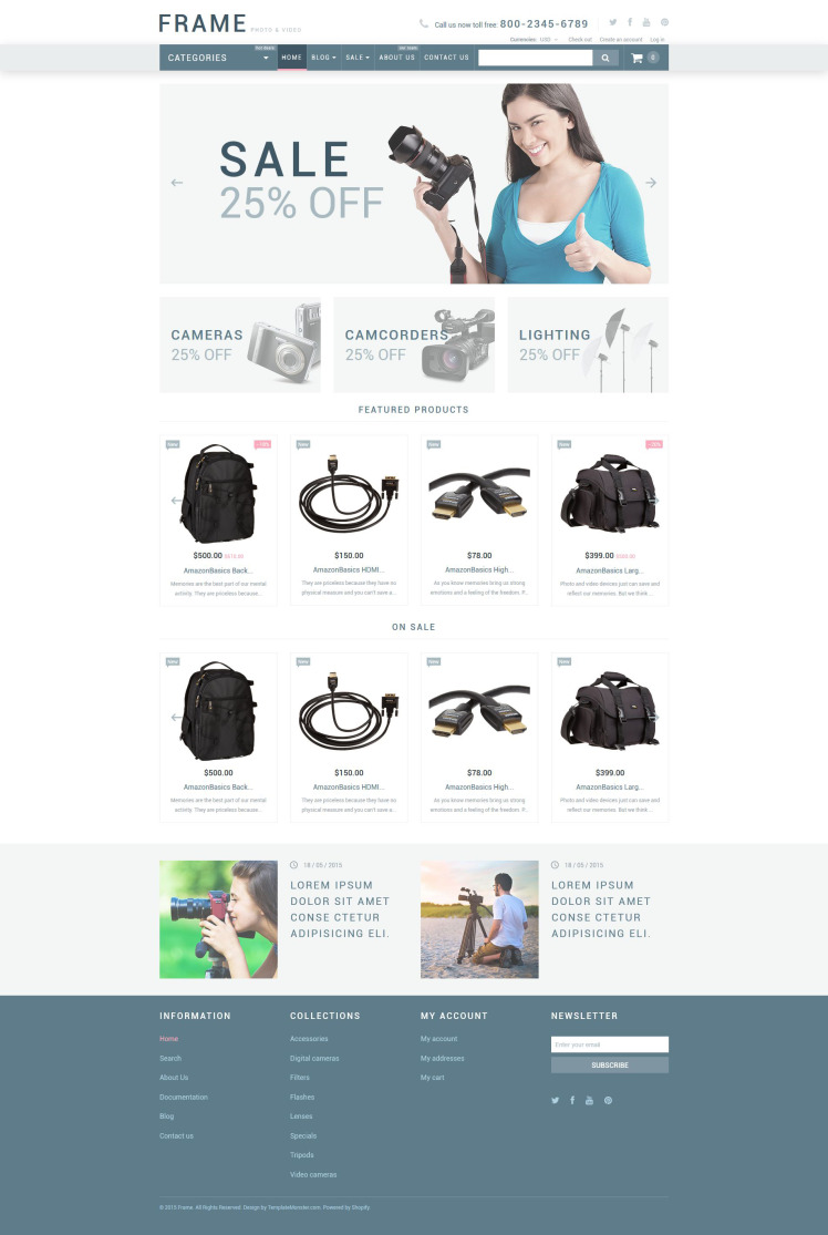 Video Store Responsive Shopify Theme #54005