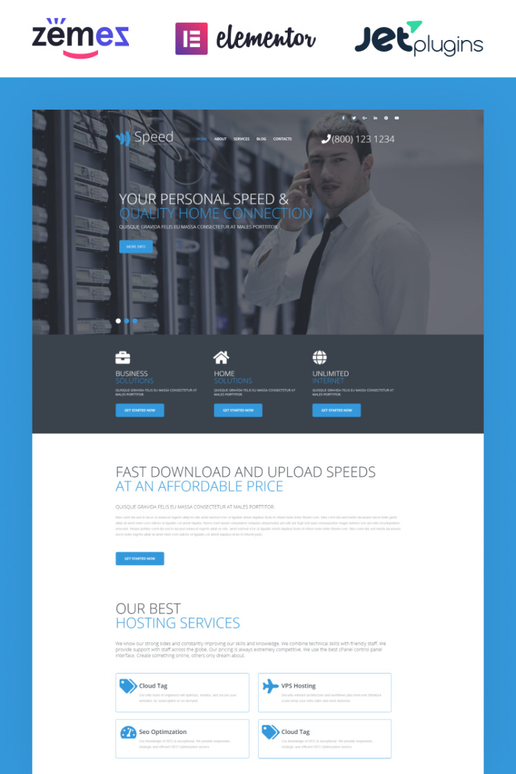 Speed Internet Theme with Elementor Builder WordPress Theme