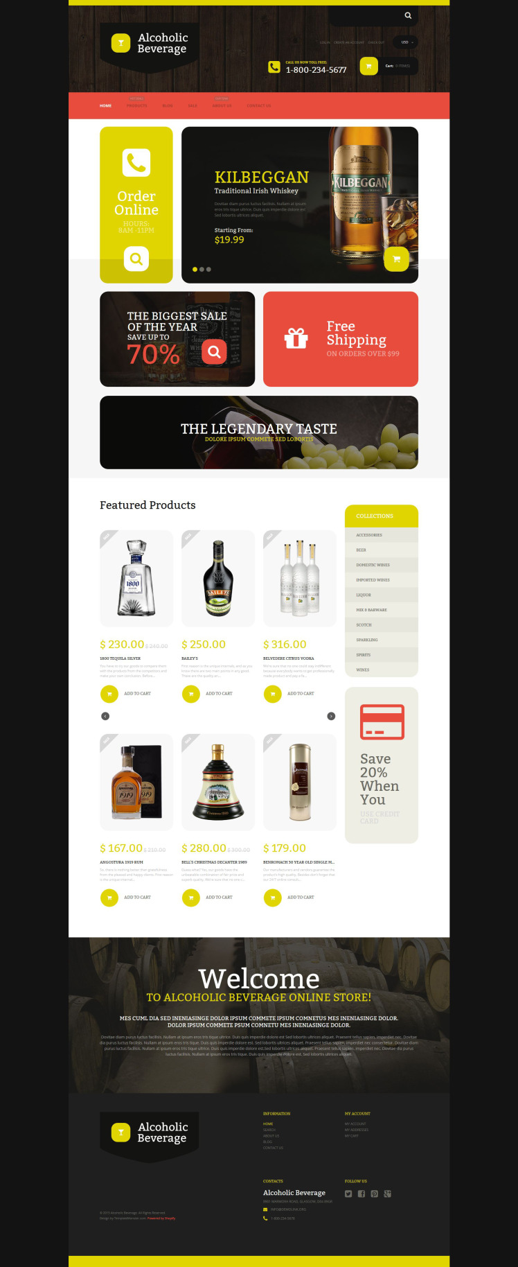 Alcoholic Beverage Store Shopify Theme #54690