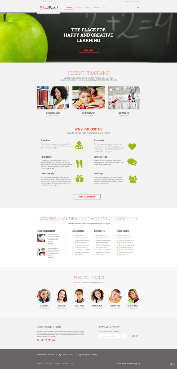 Elementary School Responsive WordPress Theme #54793