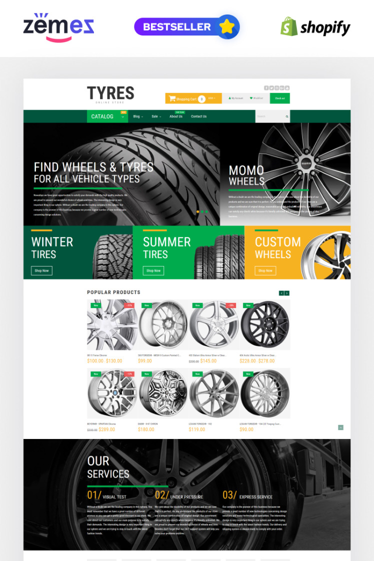 Wheels and Tyres eCommerce Shopify Theme #54785