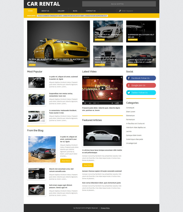 Car Rental WordPress Theme