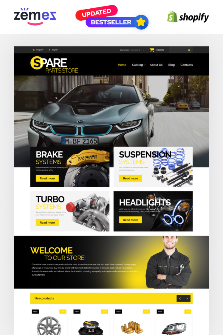 Spare Auto Parts Shopify Theme Automotive #54971