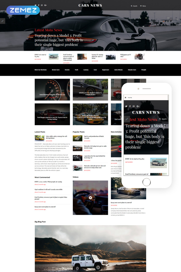 Cars News Joomla Templates