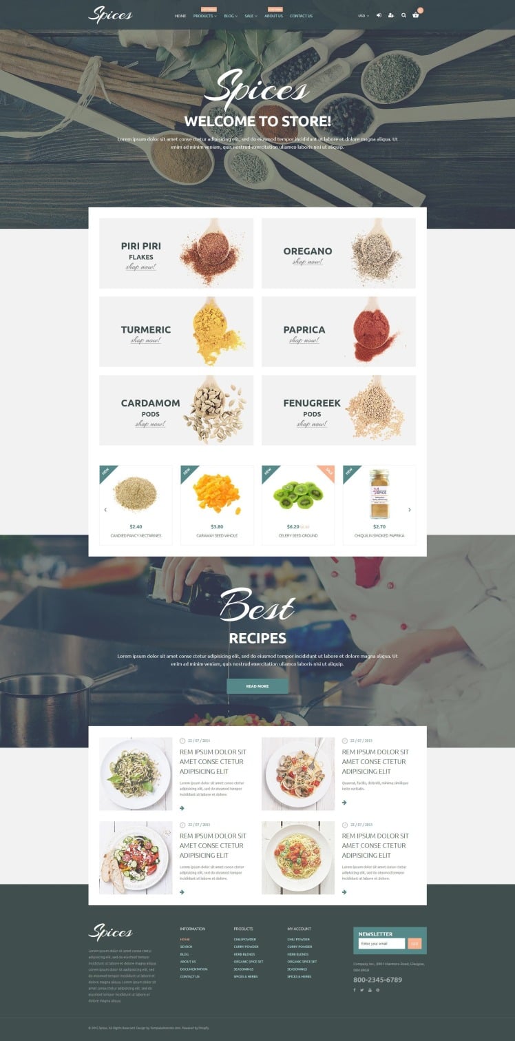 Flavor Fusion Responsive Spice Shop Online Store Shopify Theme #55213