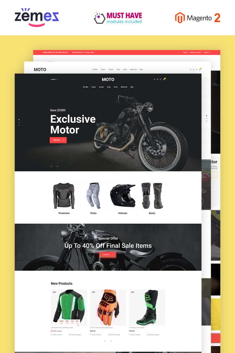 Motorsports Store Magento Themes