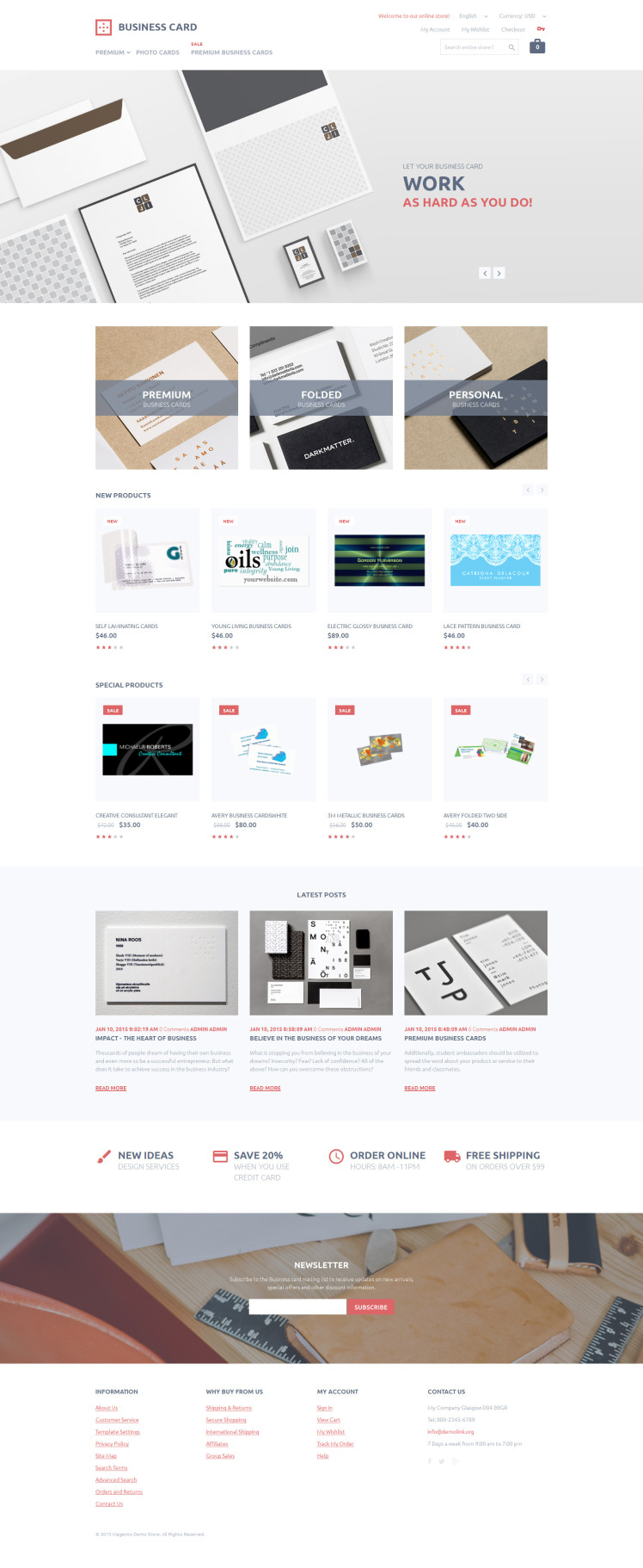 Business Card Printing Magento Themes