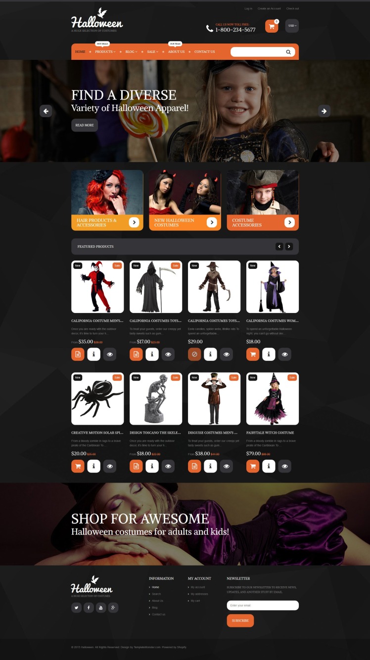 Halloween Costumes Shopify Theme #55726