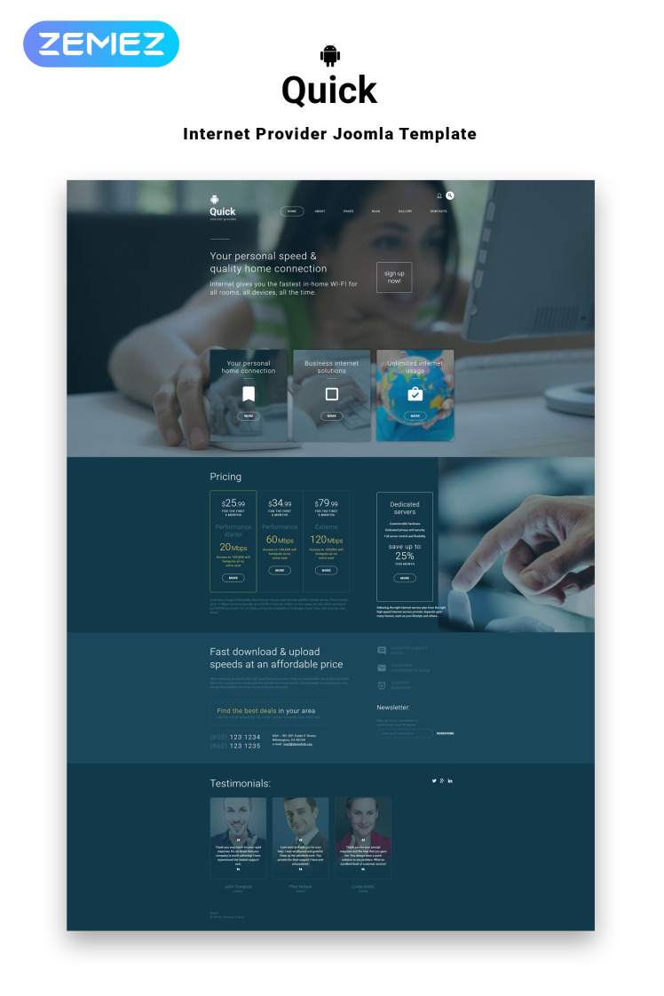 Quick Hosting Multipage Creative Joomla Templates