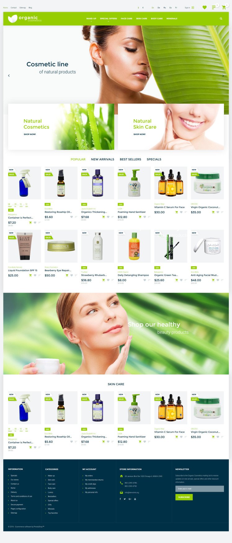 Organic cosmetics responsive PrestaShop Themes